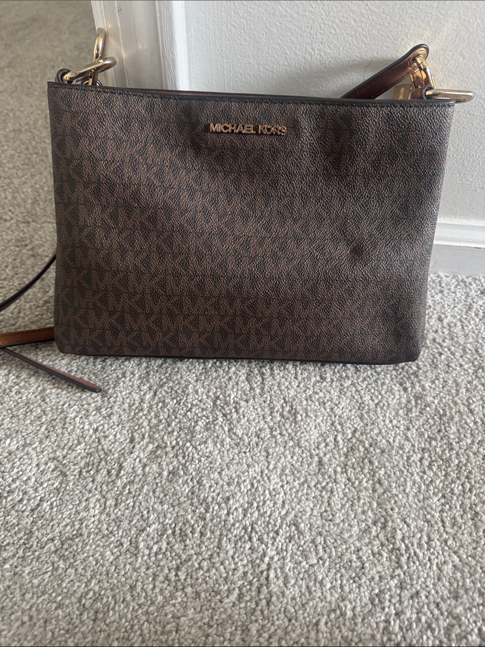 Michael Kors Brown MK Monogram Crossbody